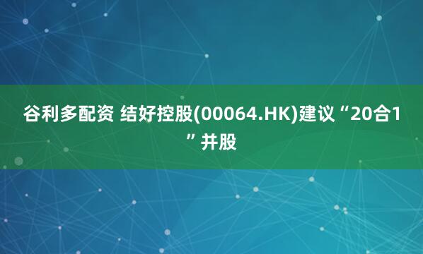 谷利多配资 结好控股(00064.HK)建议“20合1”并股