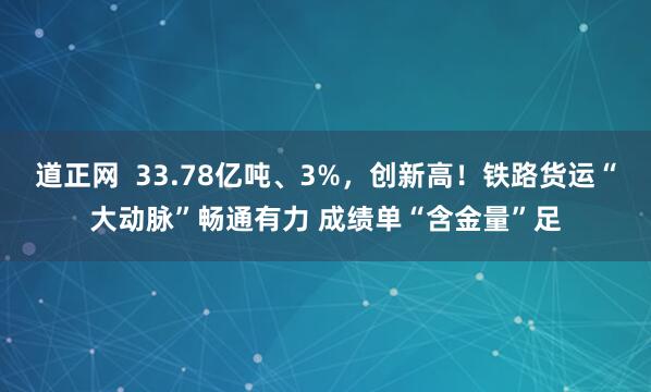 道正网 33.78亿吨、3%,创新高!铁路货运“大动脉”畅通有力 成绩单“含金量”足